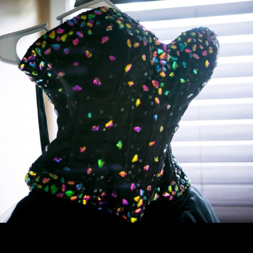 Black iridescent corset top